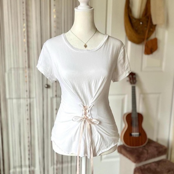 victorias secret corset style lace up t-shirt - Picture 1 of 5